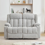 Lovell 2 Seat Manual Recliner Sofa With Cup Holders | Light Grey