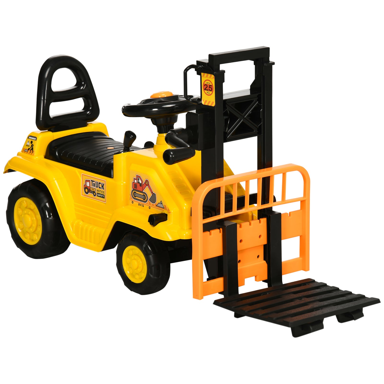 Kids Ride-on Forklift Truck W/ Fork Tray, Under Seat Storage, Backrest