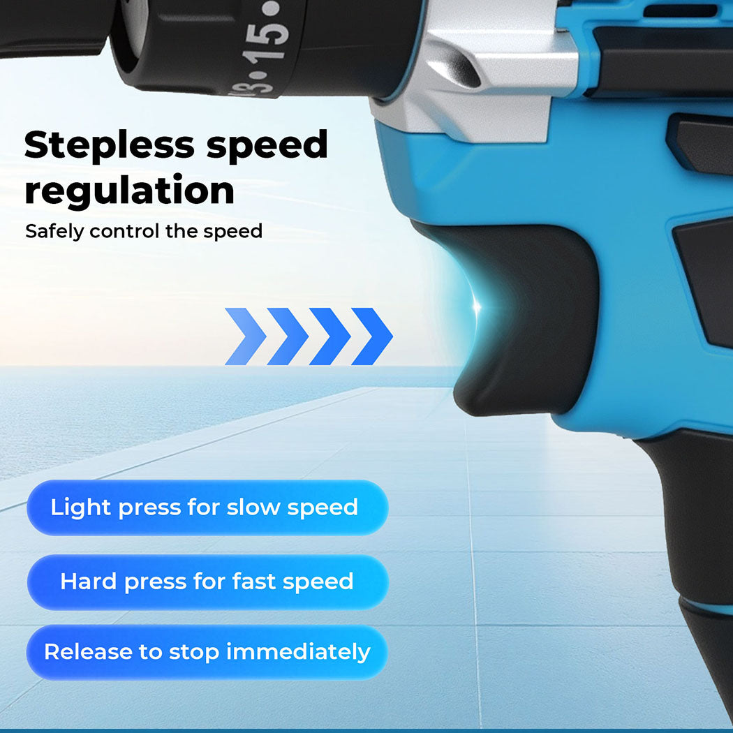 2 Battery 21v Cordless Drill Combi Driver Electric Screwdriver Set | Blue