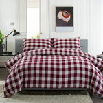 Ridgewood Check Printed Brushed 100% Cotton Bedlinen Duvet Set | Super King | Red