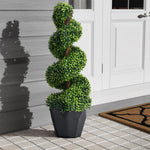 2 Pack Artificial Topiary Spiral Boxwood Tree Fake Plant