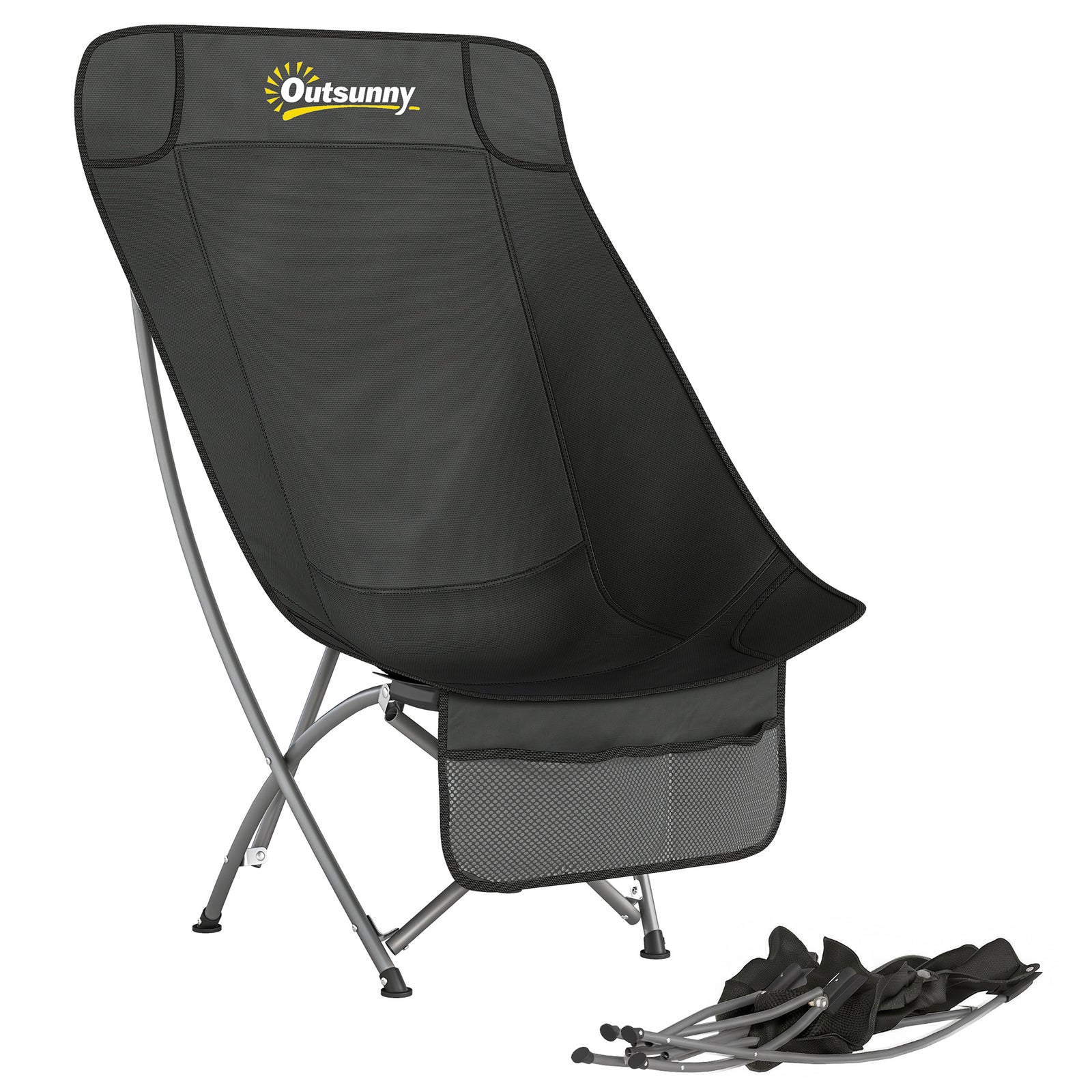Camping Chair Portable With Side Pocket | Black