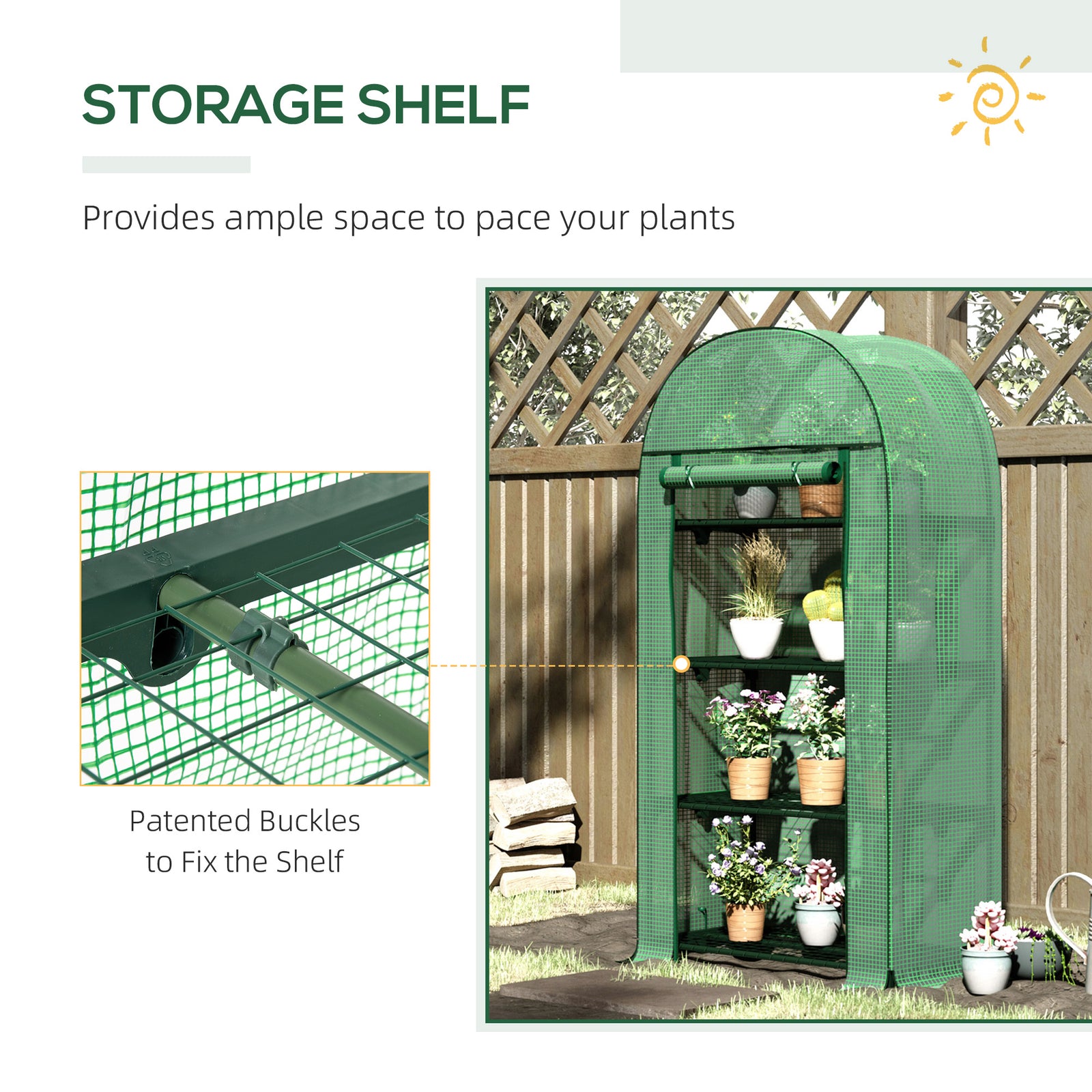 80 X 49 X 160cm Mini Greenhouse Portable Green House With Shelf | Green