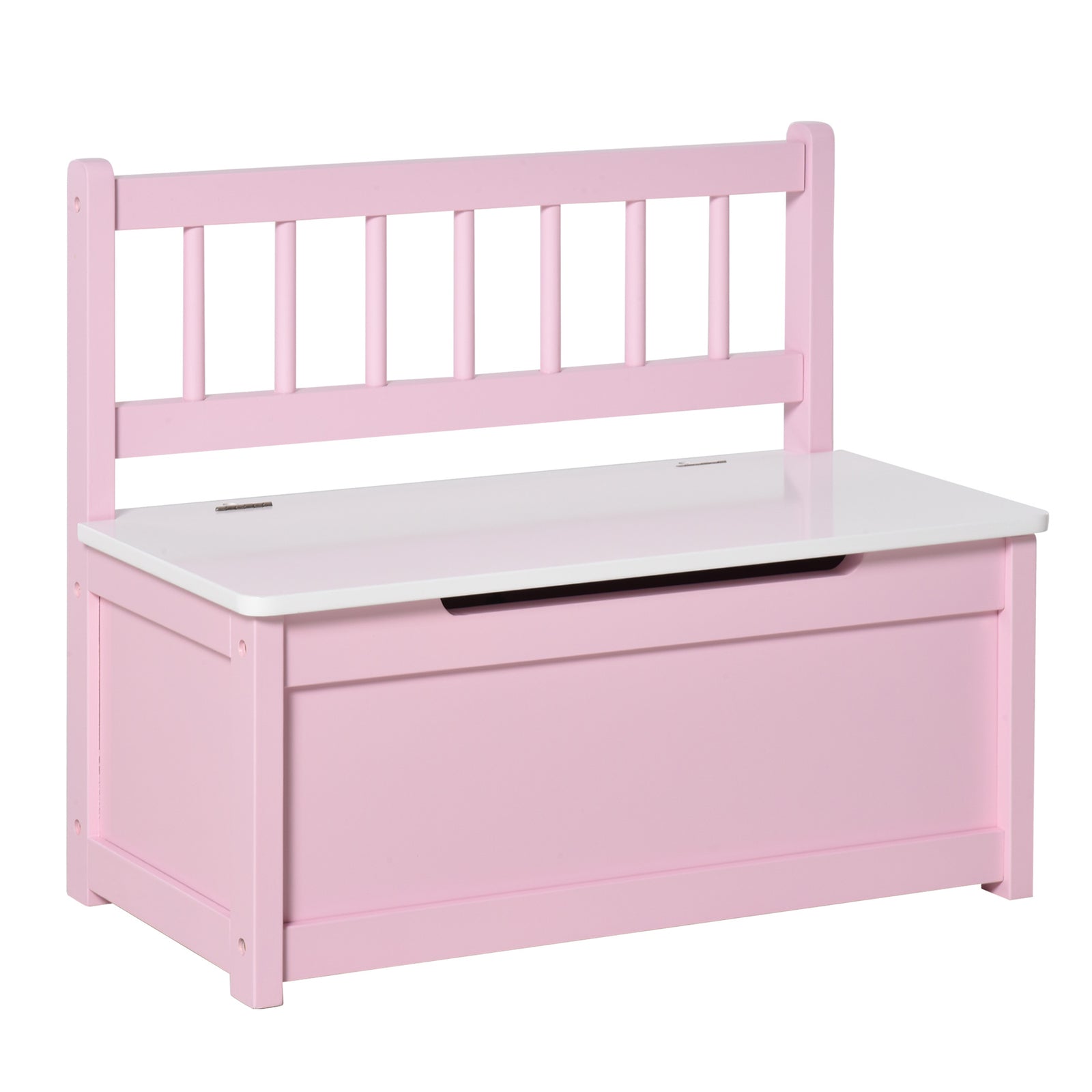 2 In 1 Wooden Toy Box, Seat Bench Storage Chest W/ Pneumatic Rod | Pink