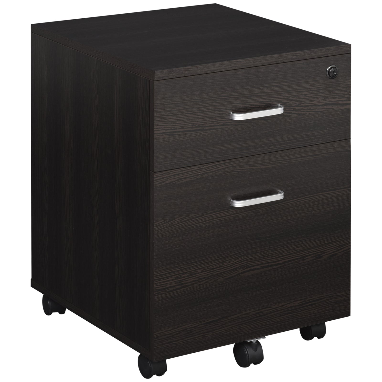 2 Drawer Locking Office Filing Cabinet 5 Wheels | One Size | Black