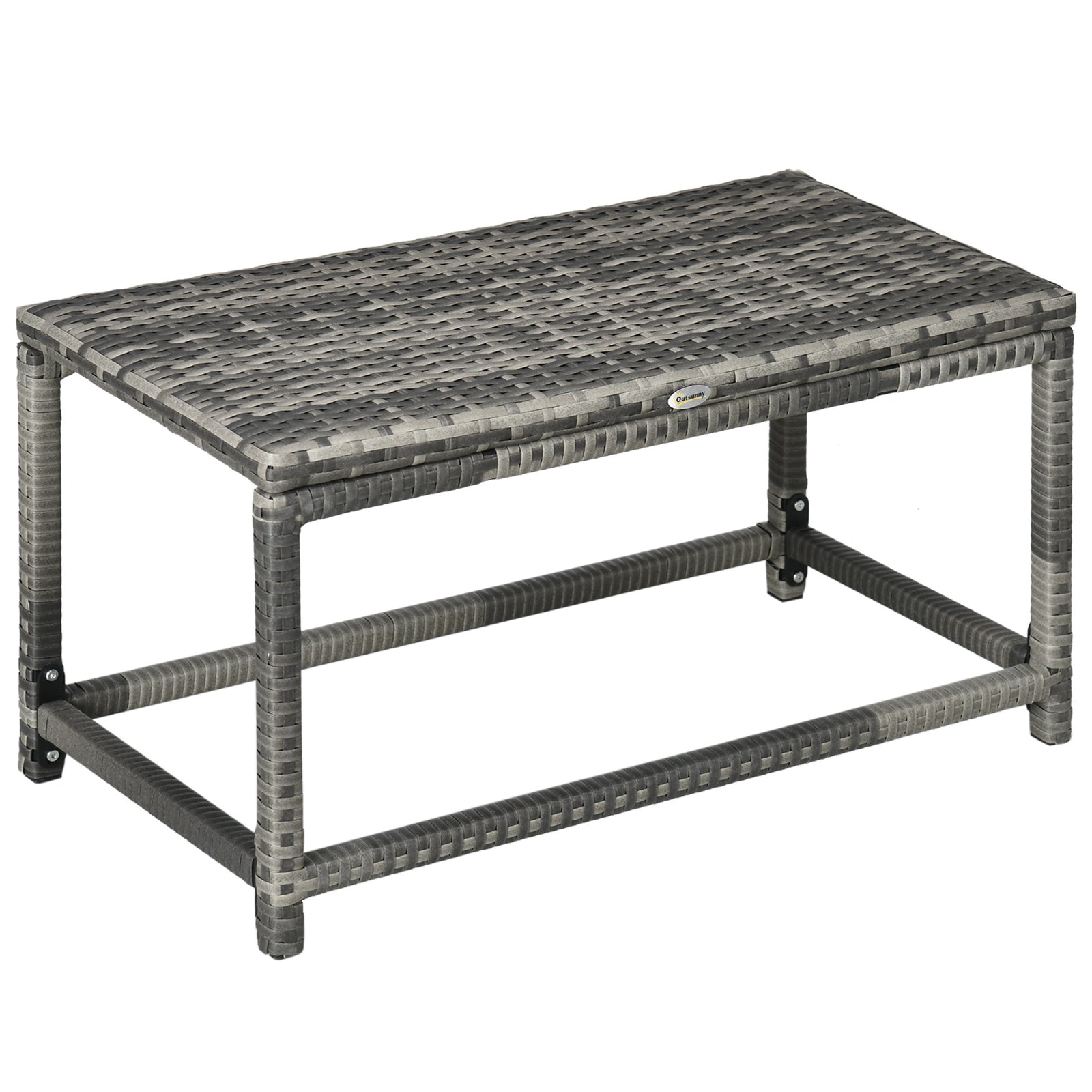 Coffee Table With Woven Top, Plastic Board, Grey
