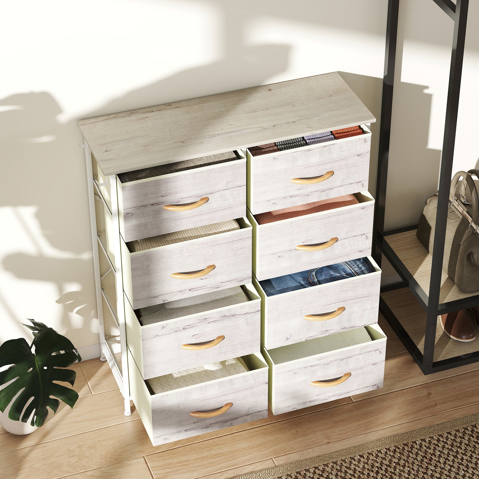 Fabric Chest Of Drawers, 8 Drawer Dresser For Bedroom | Natural
