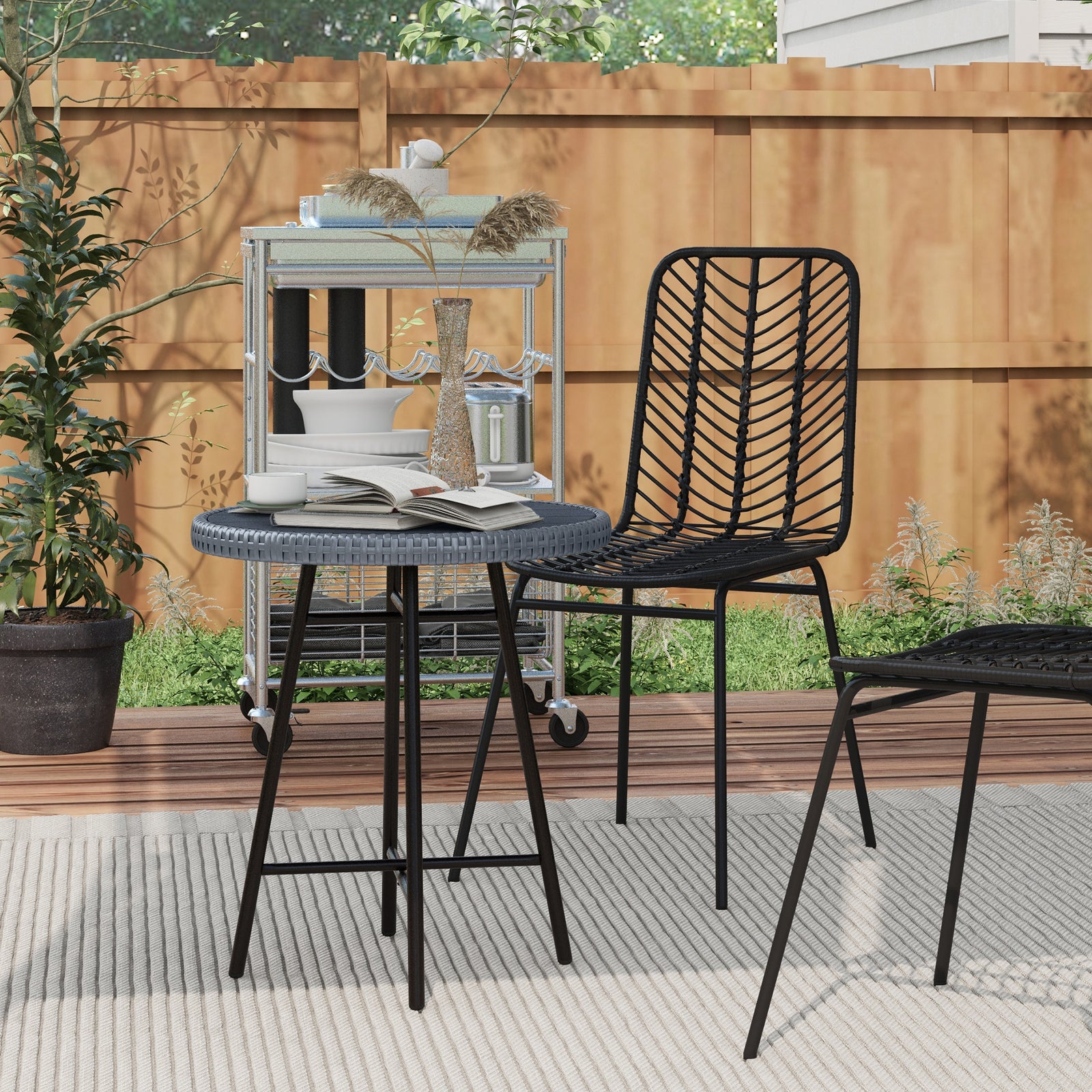 Outdoor Coffee Table, Plastic Wood Top, X-shape Support
