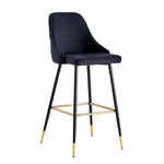 Soft Paddeed Velvet Breakfast Bar Stools Home Bar Velvet Bar Stool | Black