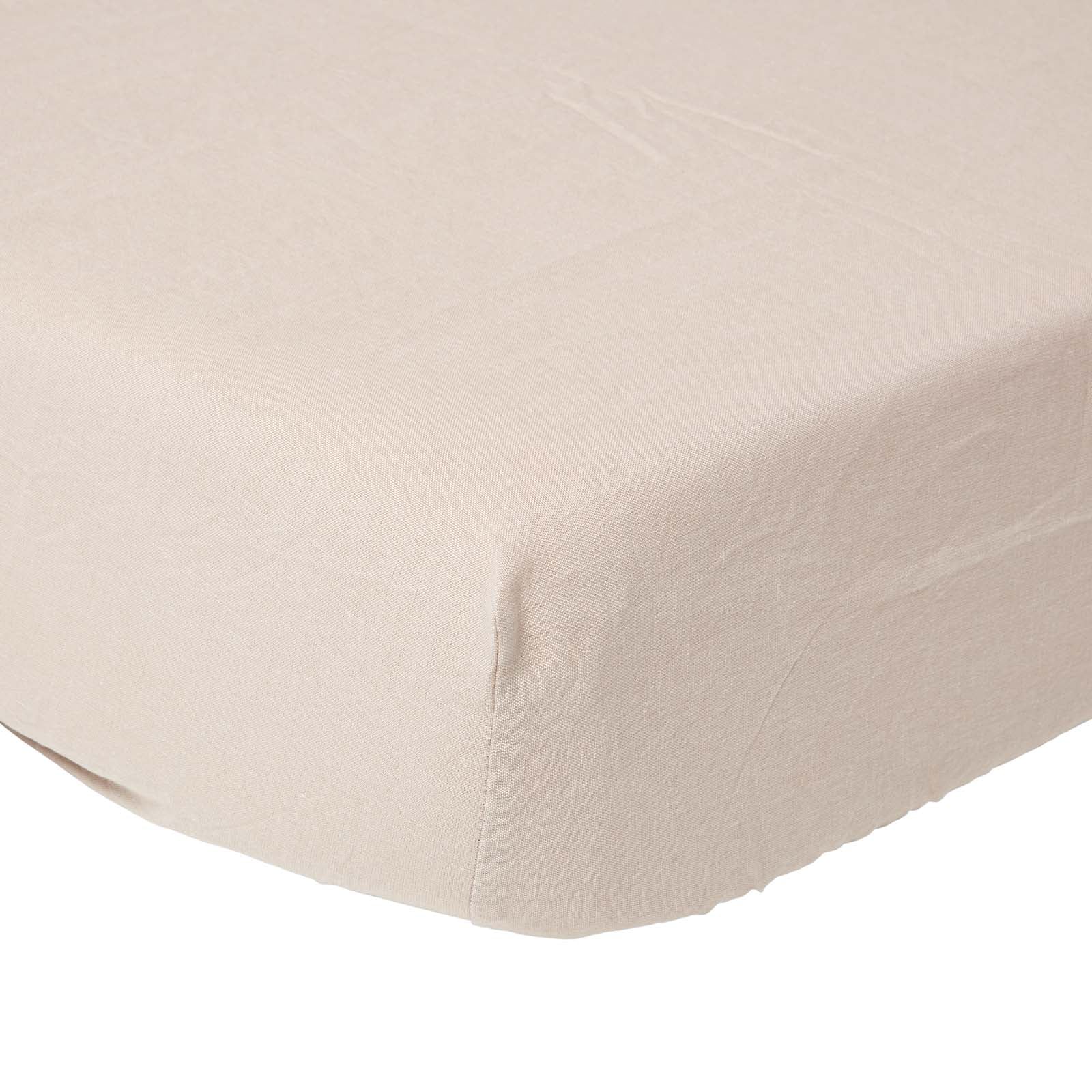 Luxury Linen Deep Fitted Sheet | Double | Natural
