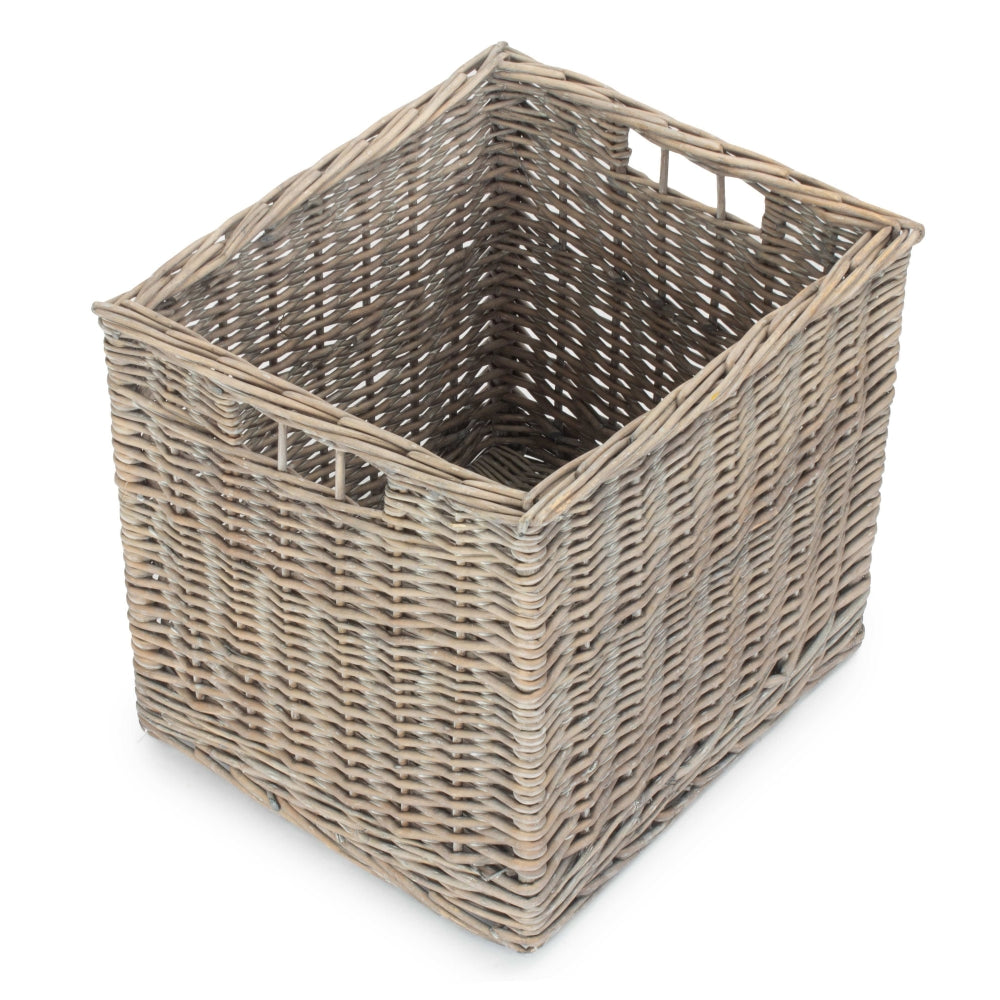 Antique Wash Wicker Storage Basket | One Size | Gray