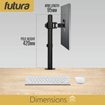 Futura Futura Single Monitor Stand 13 To 32 Inch Height Adjustable Clamp Mount Supports 8kg