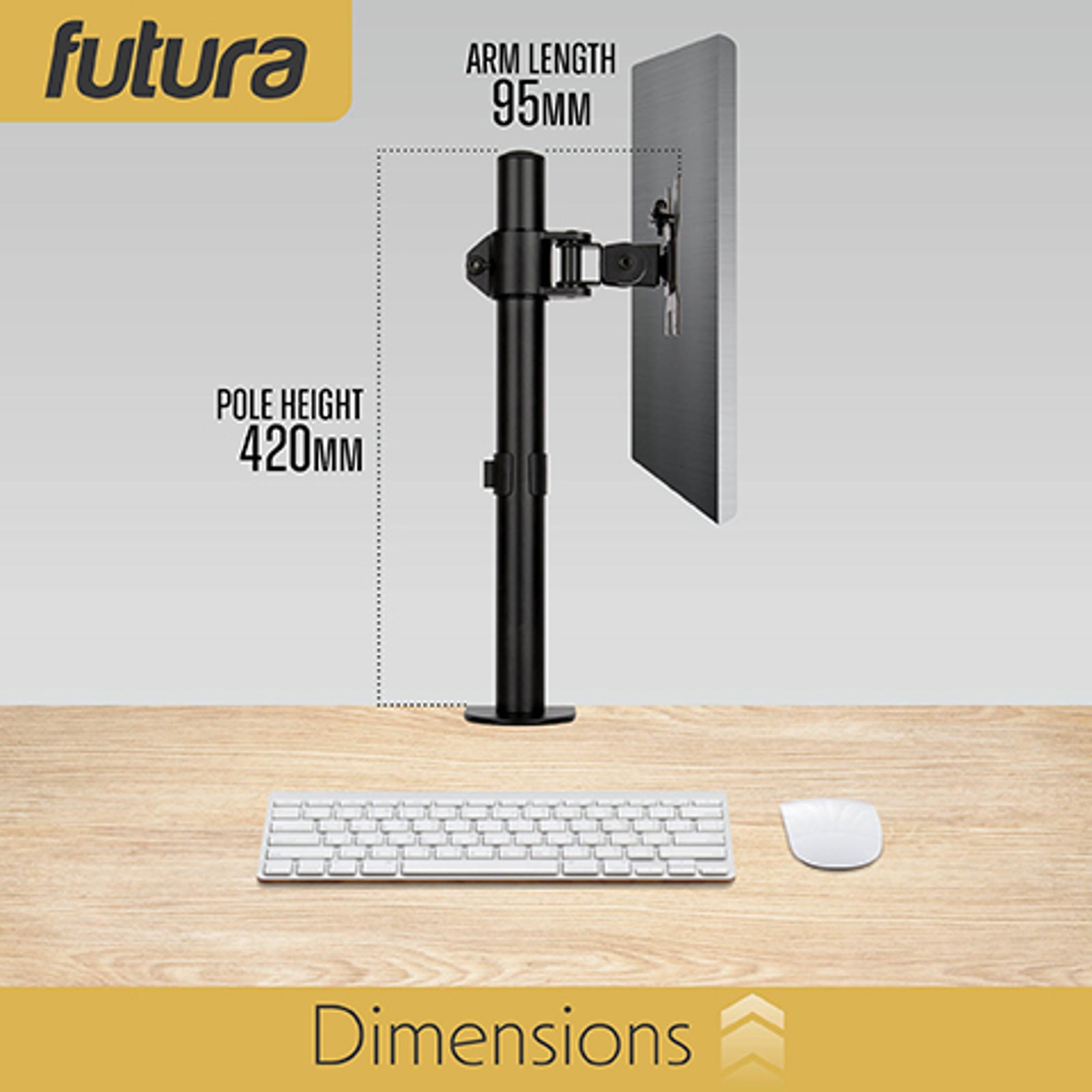 Futura Futura Single Monitor Stand 13 To 32 Inch Height Adjustable Clamp Mount Supports 8kg
