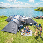 6-9 Man Large Tunnel Tent With 3 Bedrooms, Stand-up Camping Tent | Light Grey