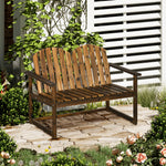 Wooden Bench Patio Loveseat W/ Backrest