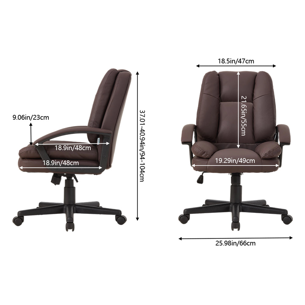 Pu Office Chair With High Back, Adjustable Gas Lift, 360° Swivel & Armrests | Brown