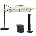 2.7x2.7m Cantilever Parasol W/ Base & Cover | Beige