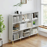 HOMCOM Bookshelf With 10 Cubbies, 3-tier Book Shelf With Wood Legs