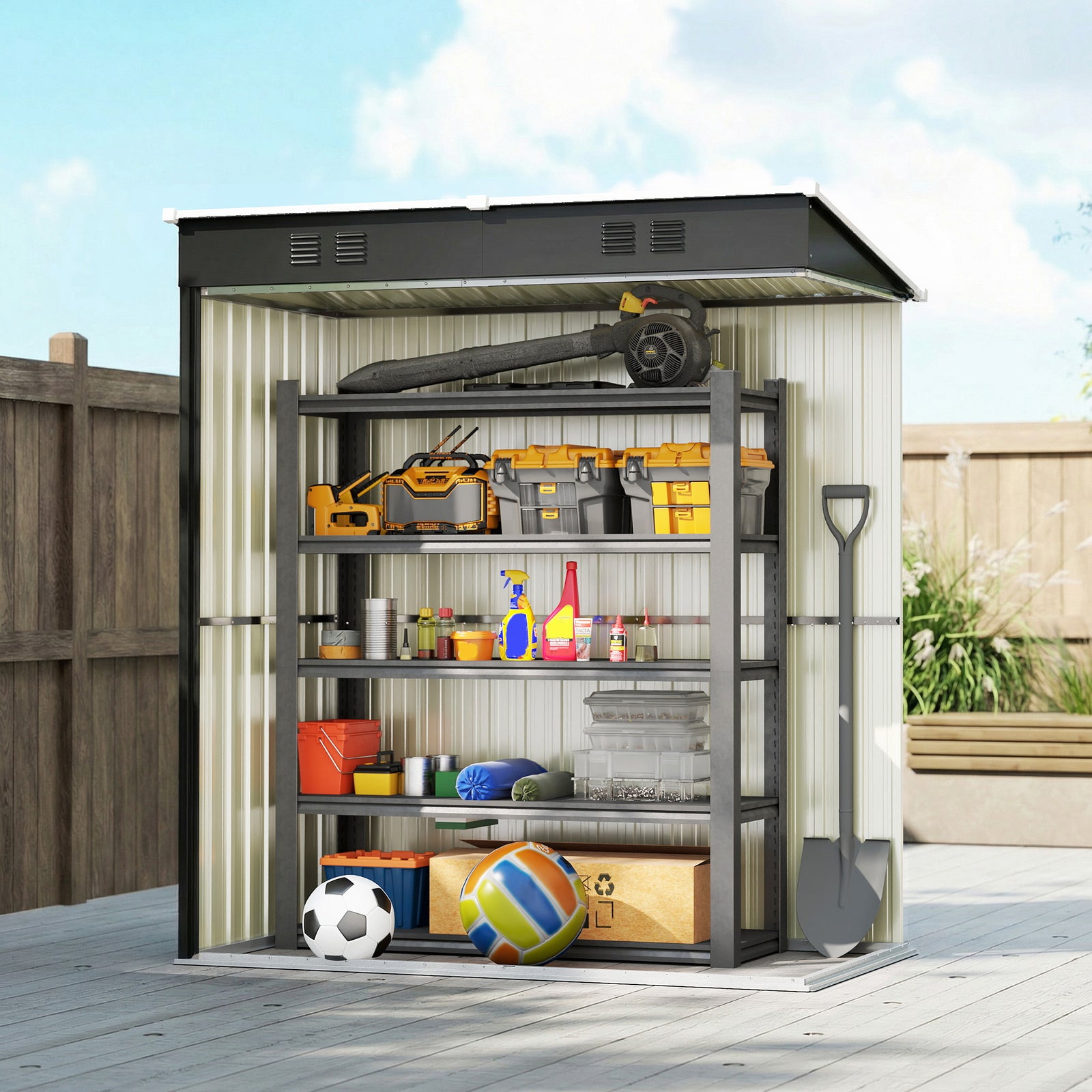 5 X 3 Ft Lean-to Garden Shed, Outdoor Storage Shed | Dark Grey