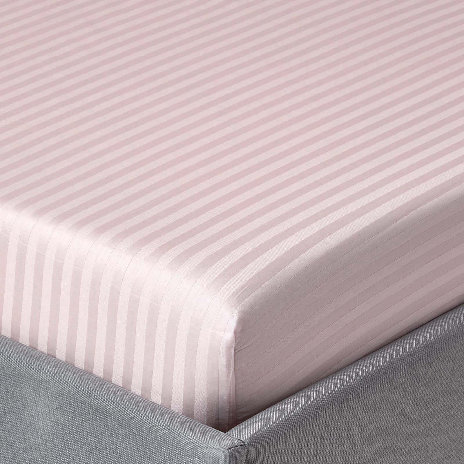 Egyptian Cotton Satin Stripe Fitted Sheet 330 Tc | King | Dusky Pink