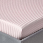 Egyptian Cotton Satin Stripe Fitted Sheet 330 Tc | Small Double | Dusky Pink