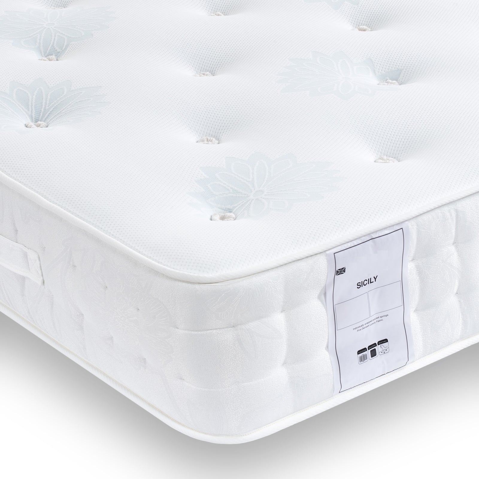 Sicily 2000 Pocket Sprung Mattress | Small Single | White