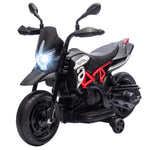 6v Kids Electric Motorbike With Training Wheels, Headlight, Black