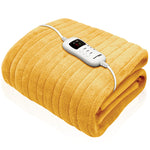 Deluxe Electric Throw Heated Double Over Blanket Soft Fleece  9 Heat & 12 Timer Settings | L | Gold