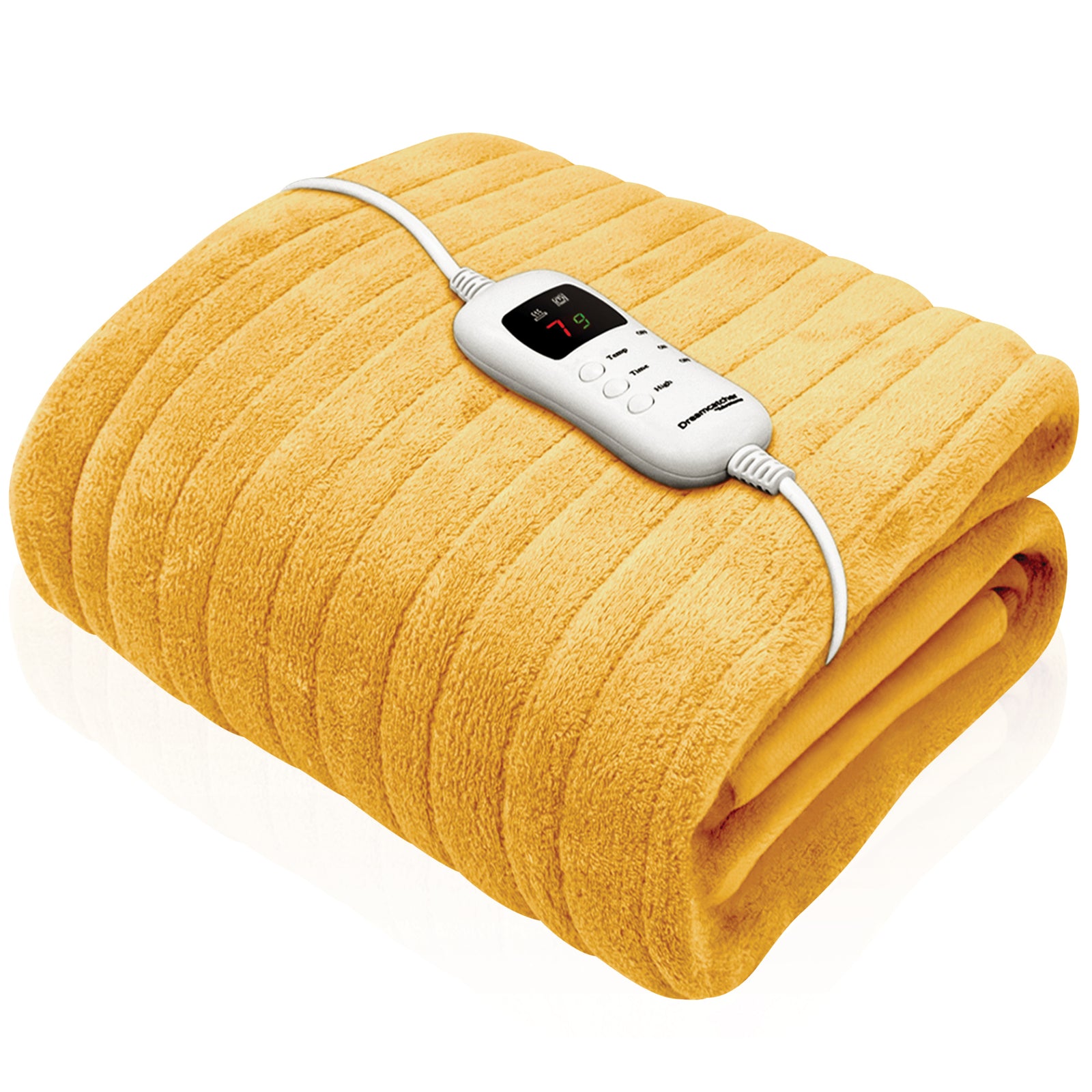 Deluxe Electric Throw Heated Double Over Blanket Soft Fleece  9 Heat & 12 Timer Settings | L | Gold