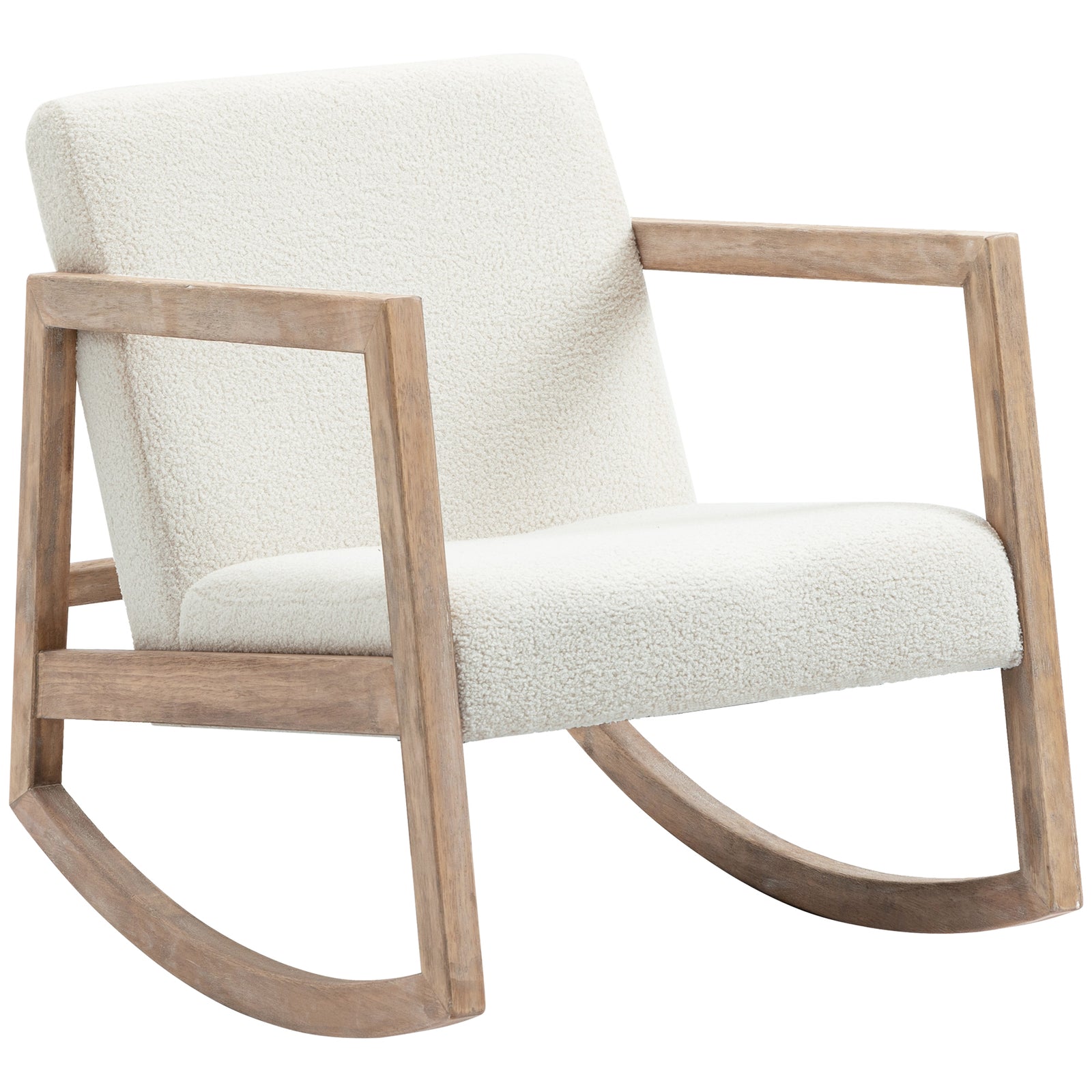 Rocking Chair Upholstered Armchair, Cream