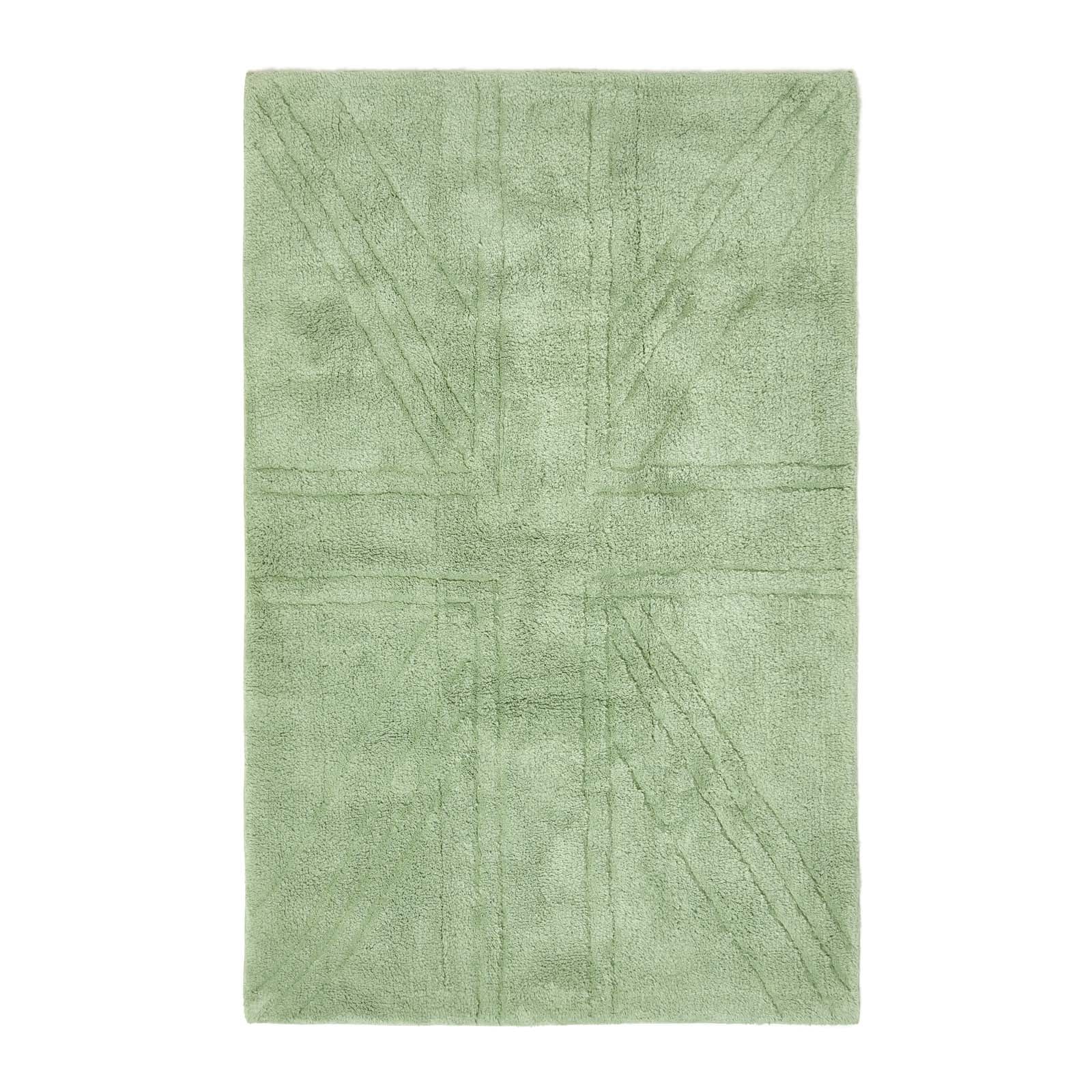 Cotton Tufted Rug Union Jack Plain Embossed Mat | 50cm x 75cm | Sage Green