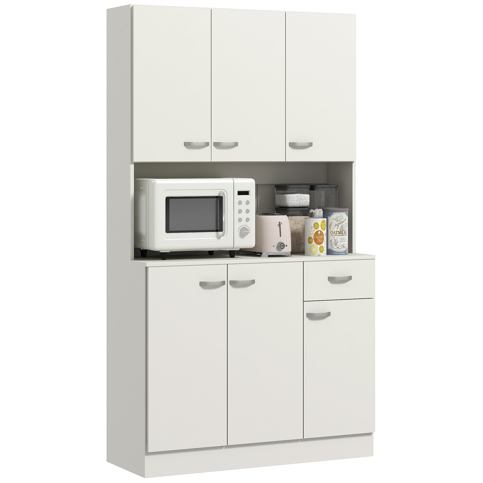Kitchen Storage Cabinet, 6 Doors, Adjustable Shelves