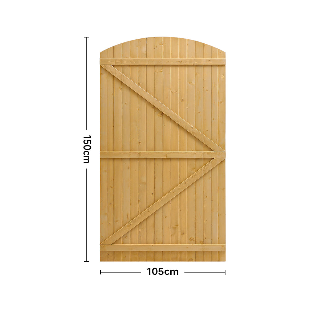 105cm W X 150/180/210cm H Wooden Garden Gate With Arched Top, Pine Wood Outdoor Fence Gate With Installation Hardware | 150cm | Natural