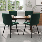 Set Of 4 Contemporary Velvet Dining Chair – Modern Green Upholstered Chairs with Black Metal Legs