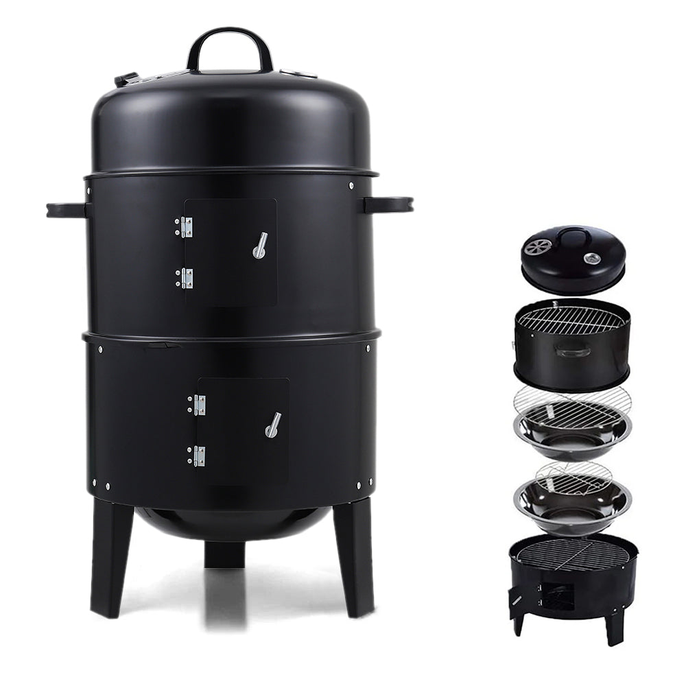 3-in-1 Portable Outdoor Charcoal Bbq Grill Smoker