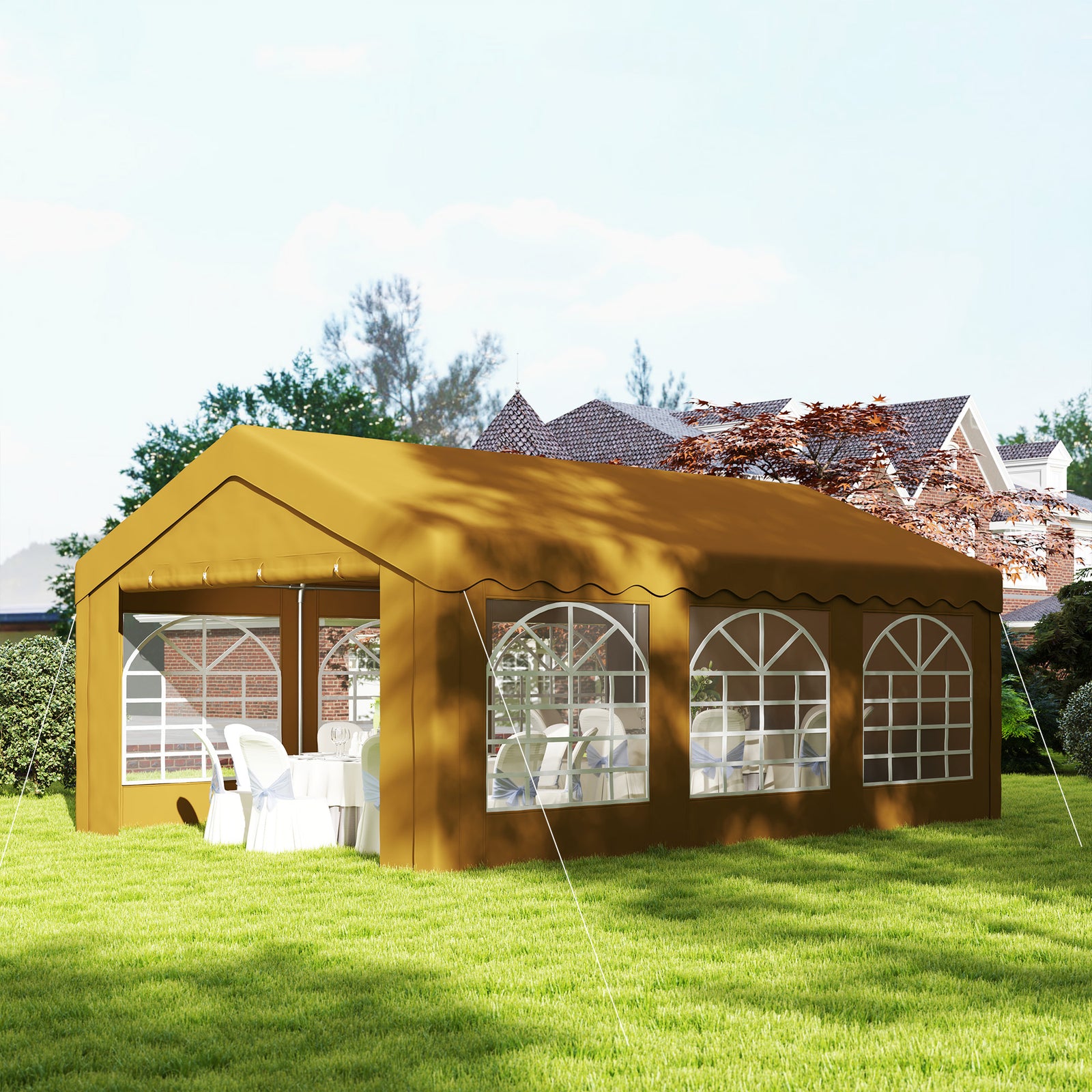 6m Garden Gazebo Carport Shelter Removable Sidewall