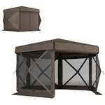 3 X 3(m) Hexagon Pop Up Gazebo With 5 Sides, Netting | Brown