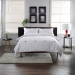 Embroidered Filigree Hearts Duvet Cover Set – 100% Cotton Bedding In White & Red | King | White