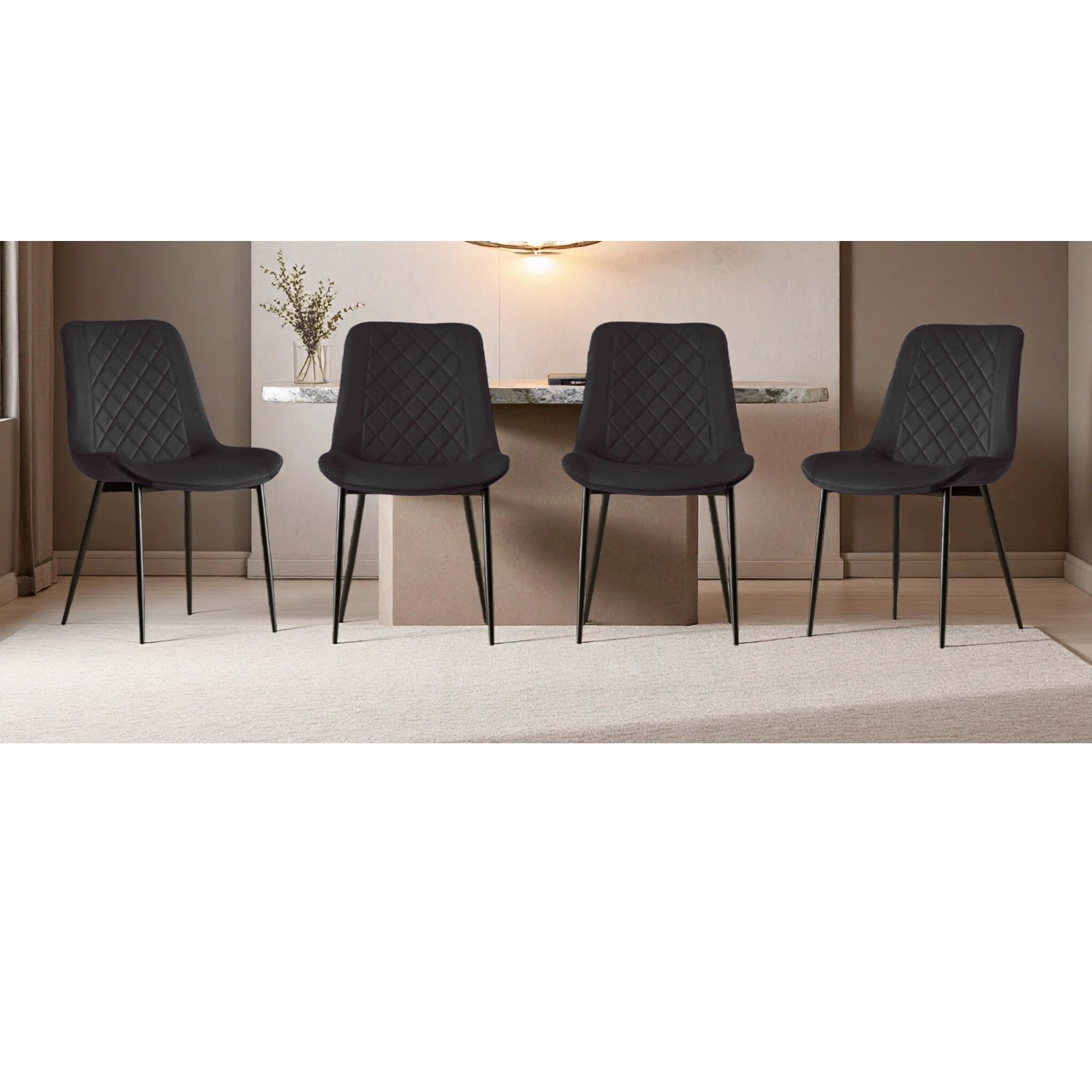 Amelia Velvet Comfort Dining Chairs | One Size | Black