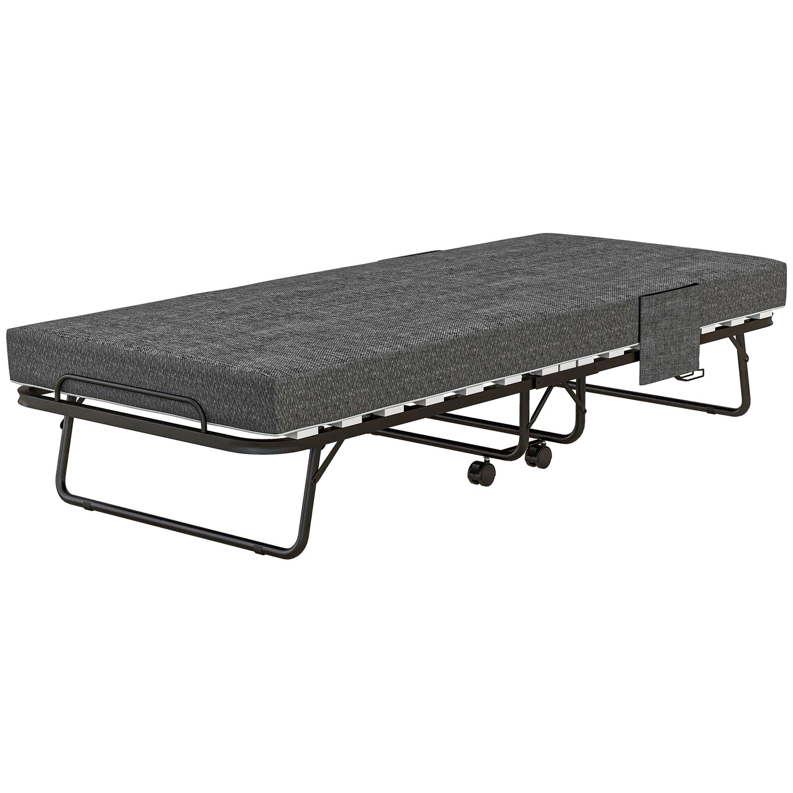 Folding Bed With Mattress, Dark Grey
