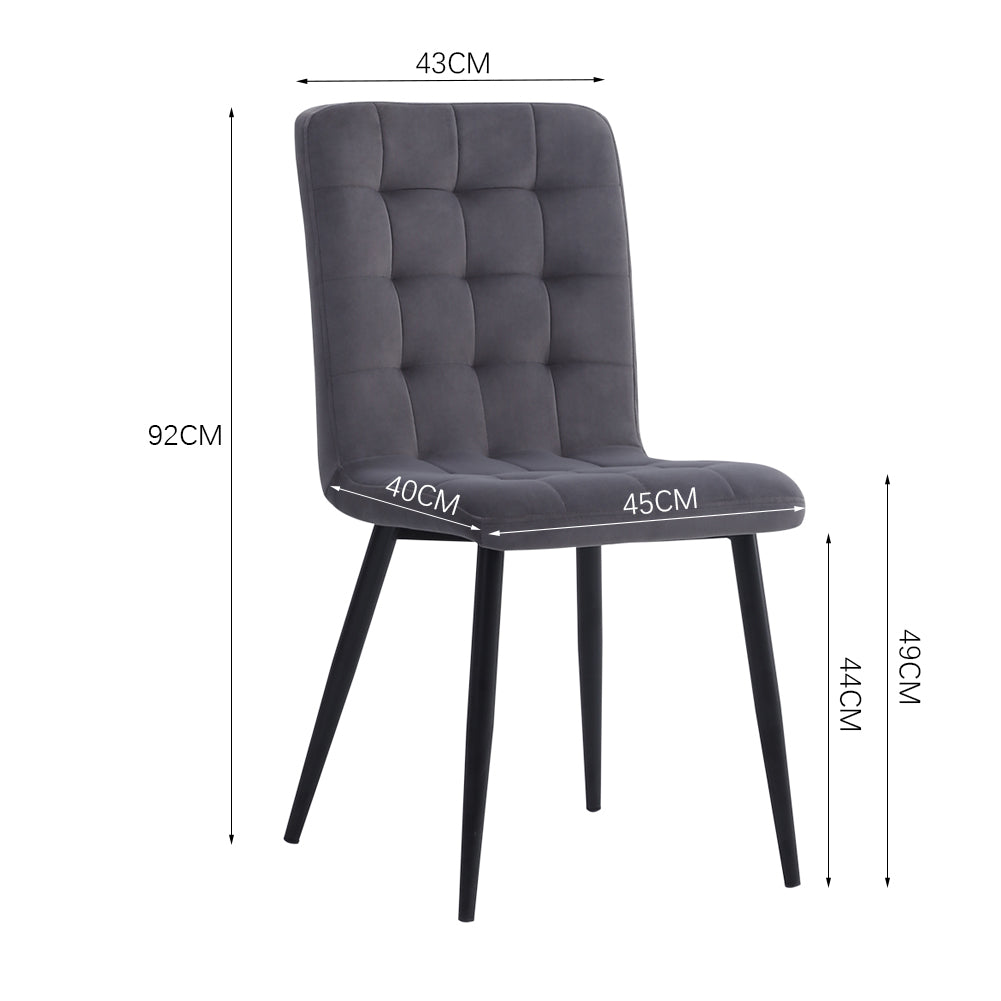 4pcs Tufted Modern Armless Dining Chairs With Metal Legs