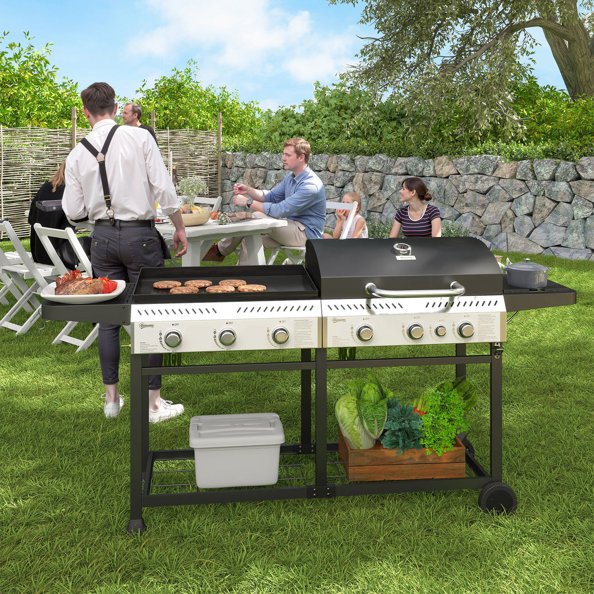 2-in-1 Gas & Plancha Grill, 6 Burners