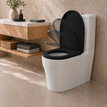 Toilet Seat Soft Close D Shape, Premium Thermoplastic, Quick Release, Top & Bottom Fixings | Black
