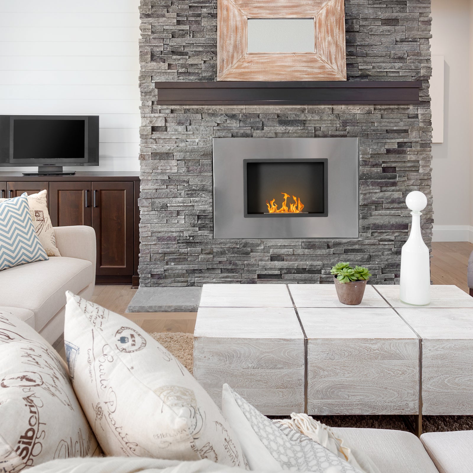 Wall Mounting Bio Ethanol Fireplace Heater With 1.5l Tank