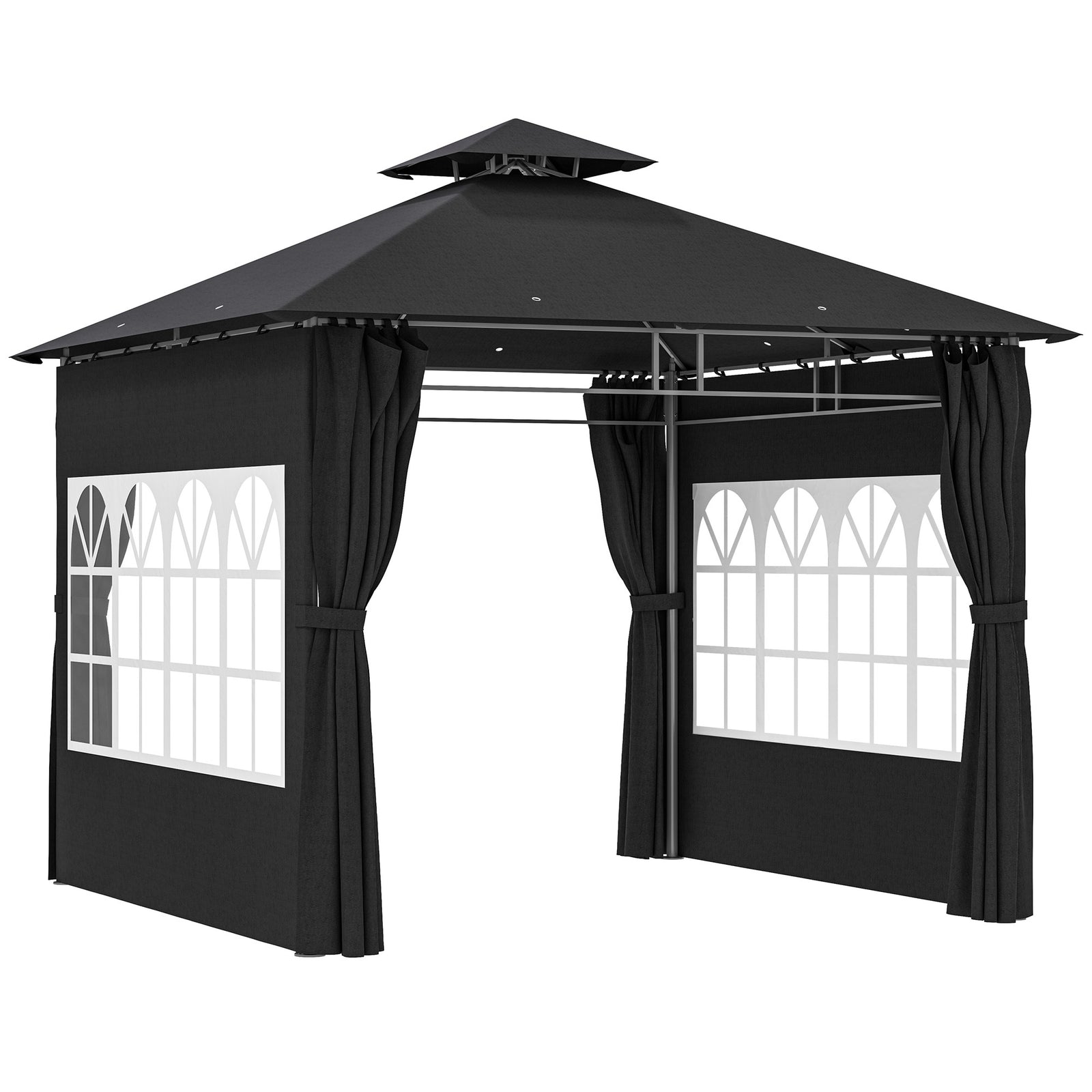 3 X 3 M Garden Gazebo, Outdoor Canopy Shelter | Black