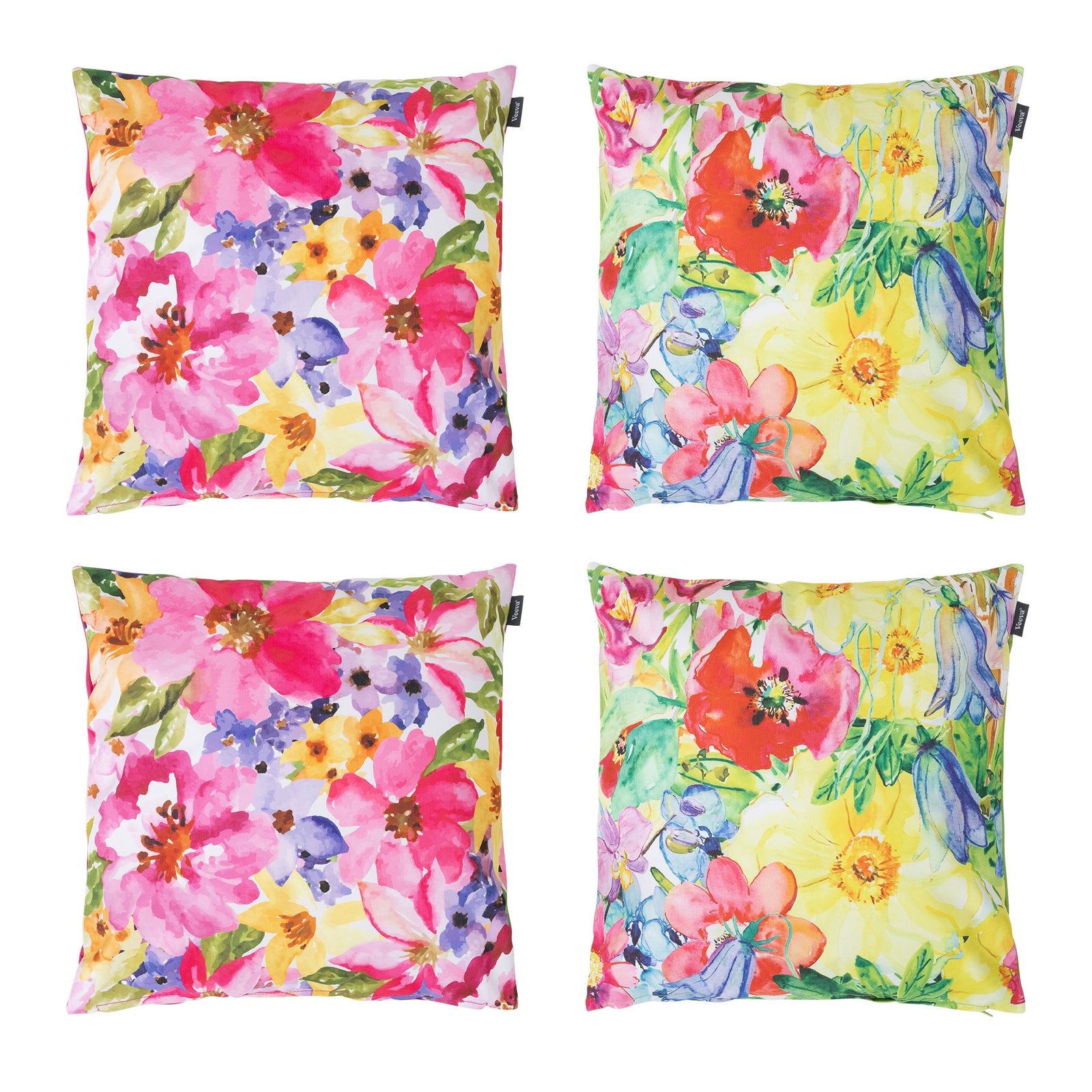 Floral Indoor Outdoor Cushion Set Of 4 Water Resistant Cushions