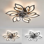 Pointed Petal Ceiling Fan Light 65cm Led With 3-color Dimming, Reversible Silent Dc Motor, 6-speed, Sleep Timer, 2.4g App & Remote Control | Black