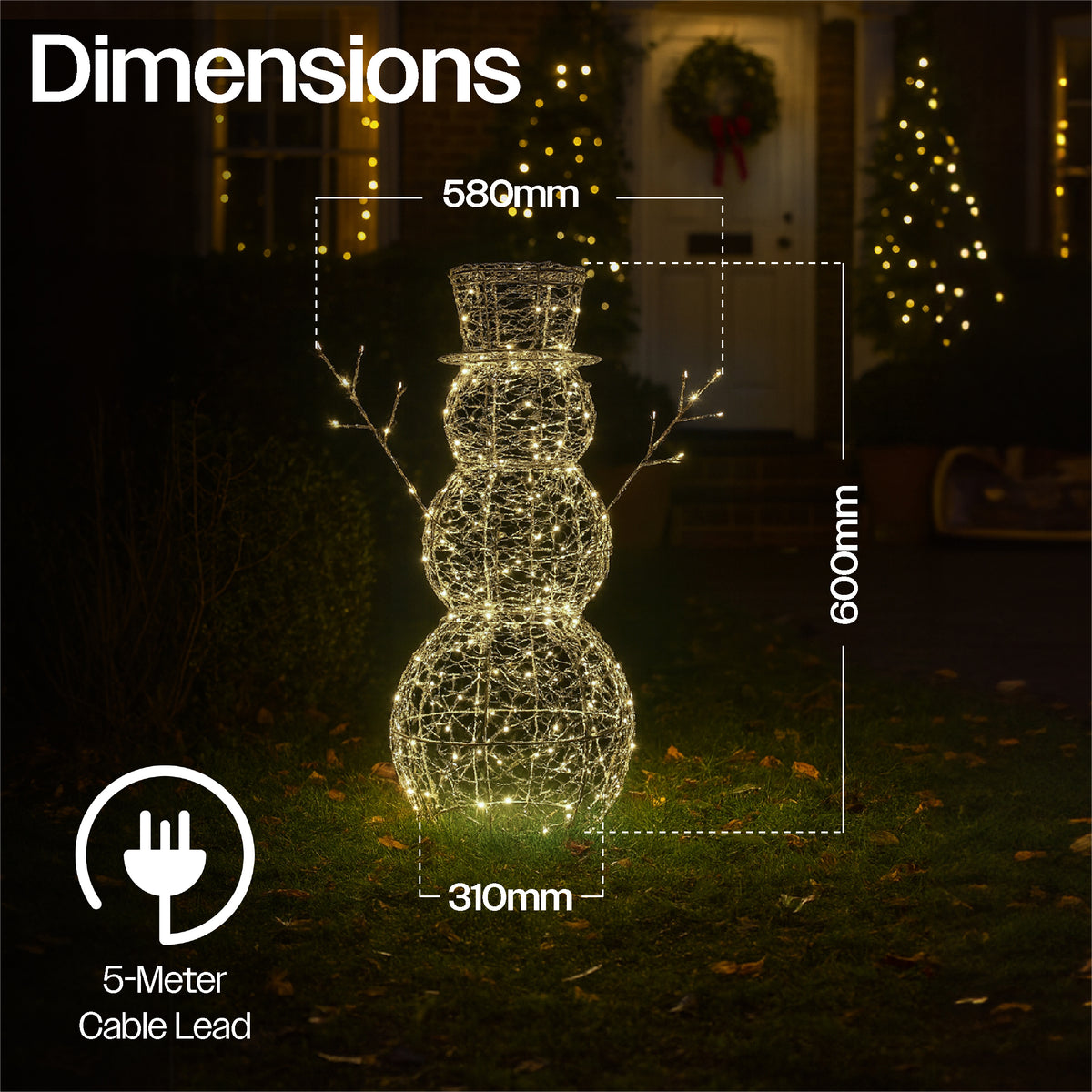 Xmas Haus 58cm Floor-mounted Led Christmas Holiday Festive Snowman