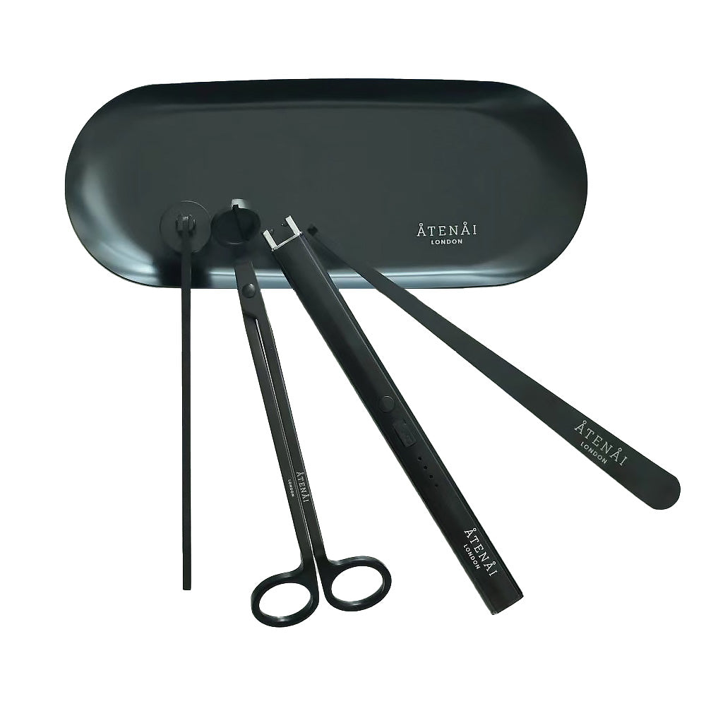 Luxury 5 Piece Candle Care Kit | Wick Trimmer, Snuffer, Dipper, Tray, And Electric Lighter
