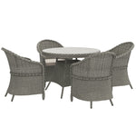 Rattan Dining Set For 4 With Cushions And Umbrella Hole